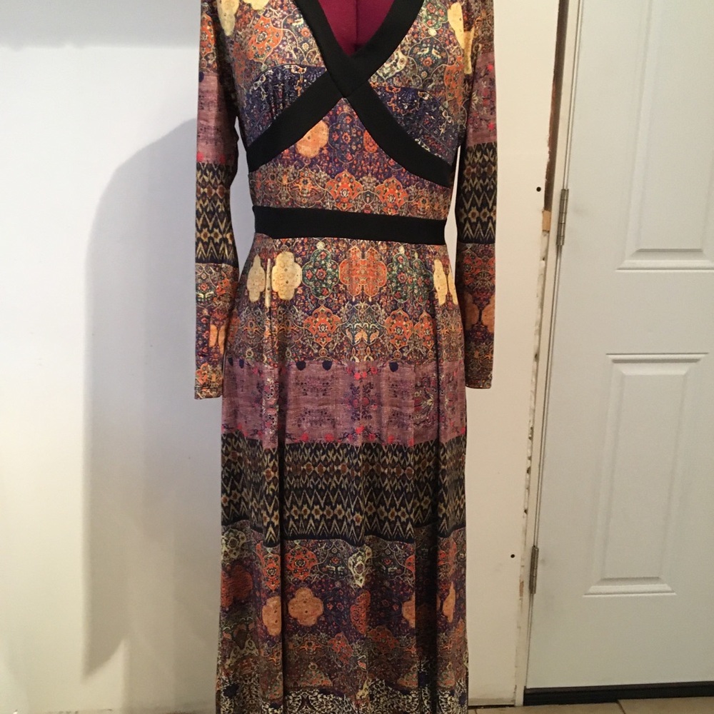 Ornate dress, maxi, Vanessa Williams, never worn, long dress, pattern, boho